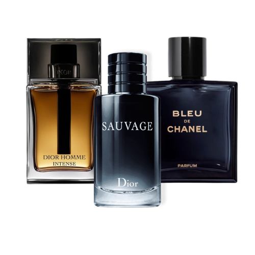 Zestaw promocyjny 3 perfum: Sauvage Dior, Bleu de Chanel, y Dior Homme Intense 100ml