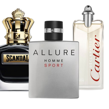 Zestaw promocyjny 3 perfum: Allure Homme Sports, Jean Paul Gaultier Scandal, y Cartier Declaration 100ml